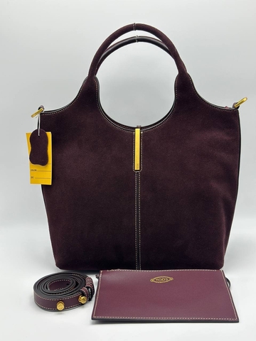 Tod’s сумка женские натуральная замша бордовые люкс 572810IB