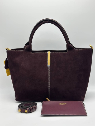 Tod’s сумка женские натуральная замша фиолетовые бордовые люкс 607408DB