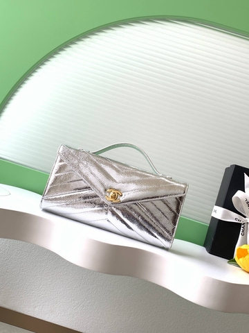 Chanel сумка женские натуральная кожа серебристые премиум 832968IY