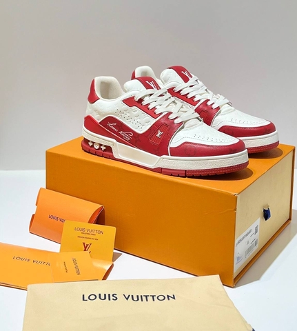 Louis Vuitton кроссовки мужские натуральная кожа летние весенние / осенние красные белые премиум 519773CS