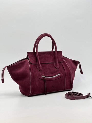 Celine сумка женские натуральная замша бордовые люкс 226237AO