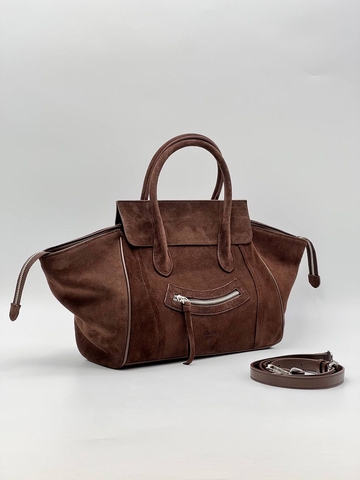 Celine сумка женские натуральная замша коричневые люкс 152419LT