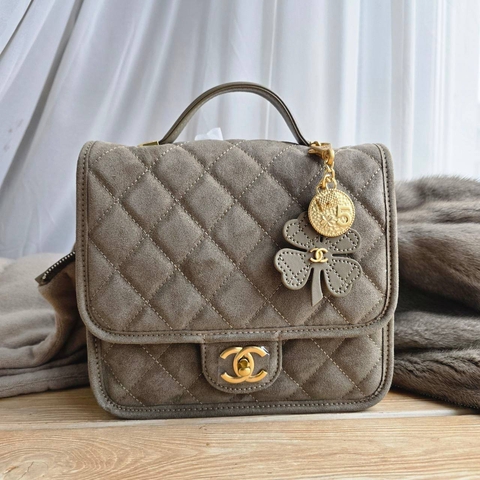 Chanel сумка-рюкзак женские натуральная замша бежевые люкс 703531JJ