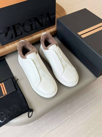 Ermenegildo Zegna кроссовки мужские натуральная кожа зимние белые премиум 320476FA
