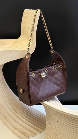 Chanel 25 SMALL HANDBAG Grained Calfskin & Gold-Tone Metal Burgundy сумка женские натуральная кожа коричневые премиум 788373KK