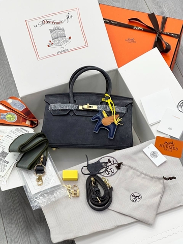 Hermes birkin mini сумка женские натуральная замша серые люкс 299959GI