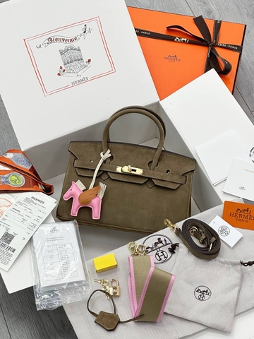 Hermes birkin mini сумка женские натуральная замша зеленые люкс 375351MI