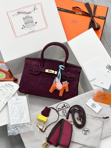 Hermes birkin mini сумка женские натуральная замша бордовые люкс 839150HT