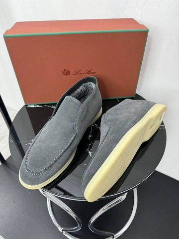 Loro Piana лоферы мужские натуральная замша зимние серые премиум 889667FC