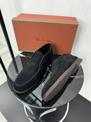 Loro Piana лоферы мужские натуральная замша зимние черные премиум 184298UW