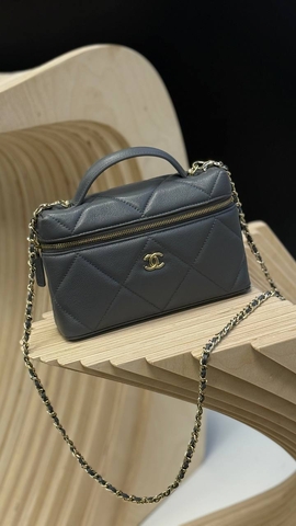 Chanel Vanity сумка женские натуральная кожа серые премиум 500122YM