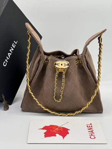 Chanel сумка женские натуральная замша коричневые люкс 634759TB