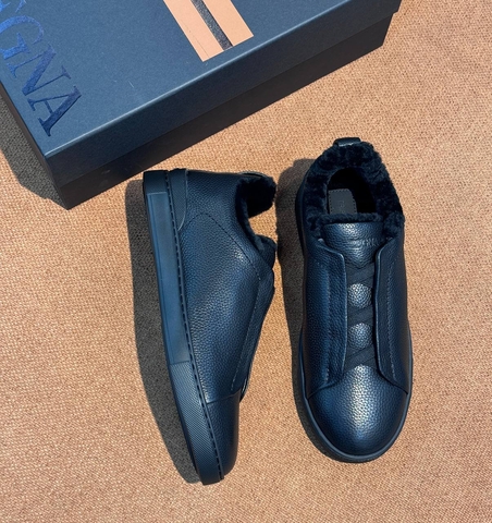 Ermenegildo Zegna кроссовки мужские натуральная кожа зимние черные премиум 508536HS
