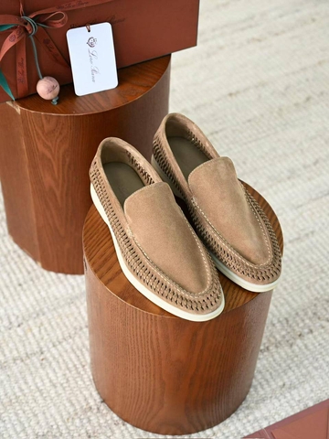 Loro Piana Summer walk suede лоферы мужские натуральная замша весенние / осенние бежевые коричневые премиум 974149ZF