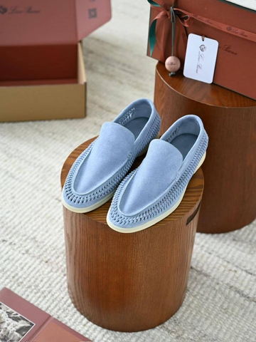 Loro Piana Summer walk suede лоферы мужские натуральная замша весенние / осенние голубые премиум 122261LG