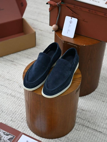 Loro Piana Summer walk suede лоферы мужские натуральная замша весенние / осенние синие премиум 756291JW