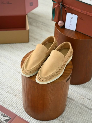 Loro Piana Summer walk suede лоферы мужские натуральная замша весенние / осенние желтые бежевые премиум 895762LC