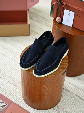 Loro Piana Summer walk suede лоферы мужские натуральная замша весенние / осенние синие премиум 290812XU