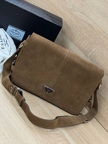Prada сумка мужские натуральная замша бежевые коричневые премиум 669756MU