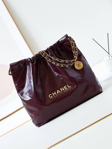 Chanel сумка женские натуральная кожа бордовые премиум 648340LE