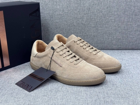 Ermenegildo Zegna кроссовки мужские натуральная замша весенние / осенние бежевые люкс 439036TP