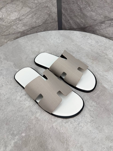 Hermes Izmir sandal шлепанцы мужские натуральная кожа летние серые премиум 795435KW