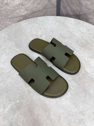 Hermes Izmir sandal шлепанцы мужские натуральная кожа летние зеленые премиум 564552HG