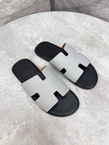 Hermes Izmir sandal шлепанцы мужские натуральная кожа летние серые премиум 196292TV