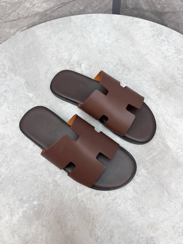 Hermes Izmir sandal шлепанцы мужские натуральная кожа летние коричневые премиум 854642VD