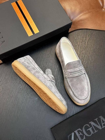 Ermenegildo Zegna лоферы мужские натуральная замша весенние / осенние серые премиум 544366XO