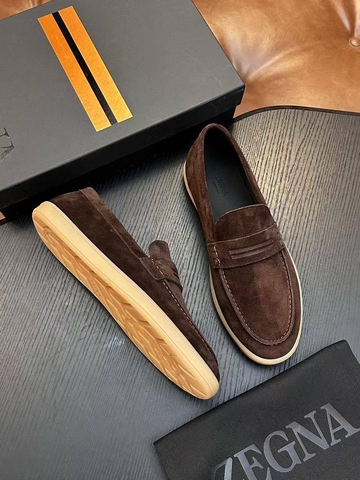Ermenegildo Zegna лоферы мужские натуральная замша весенние / осенние коричневые премиум 654566MX