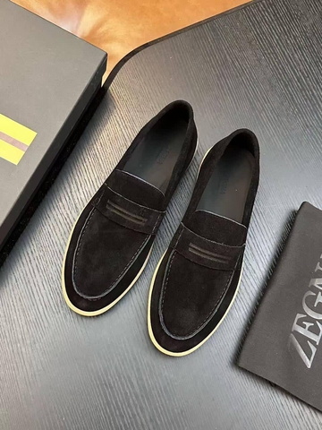 Ermenegildo Zegna лоферы мужские натуральная замша весенние / осенние черные премиум 418754BX