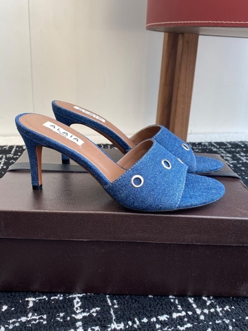 Alaia сабо женские текстиль летние голубые люкс 891195OE