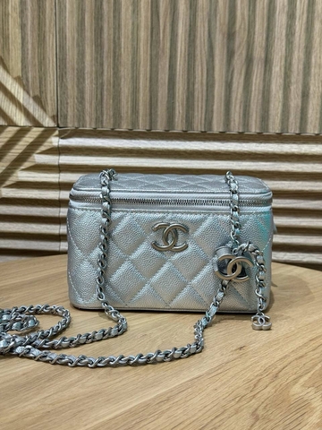 Chanel сумка женские натуральная кожа серебристые премиум 989961DP