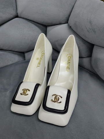Chanel туфли женские натуральная кожа летние весенние / осенние белые премиум 463079IA