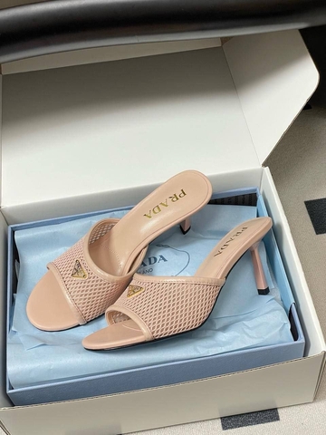 Prada сабо женские натуральная кожа текстиль сетка летние весенние / осенние розовые премиум 943378UI