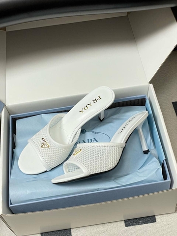 Prada сабо женские натуральная кожа текстиль сетка летние весенние / осенние белые премиум 881461ET