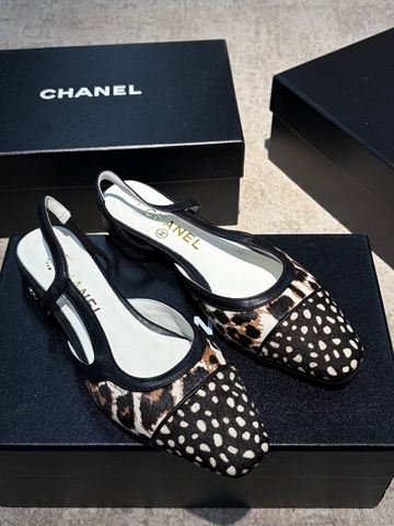 Chanel балетки женские натуральная кожа летние весенние / осенние микс леопардовые премиум 717145CD
