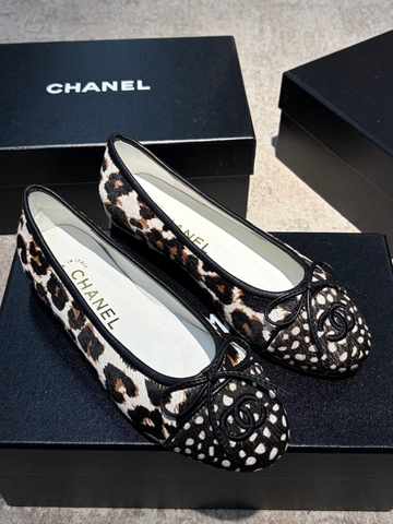 Chanel балетки женские натуральная кожа летние весенние / осенние микс леопардовые премиум 308516AU