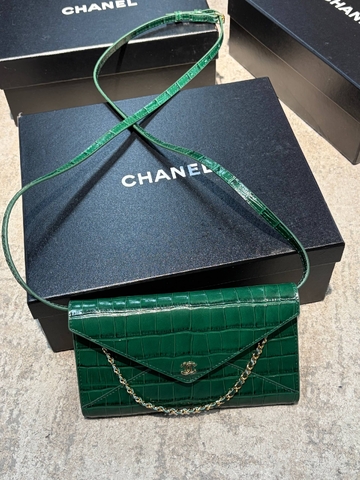 Chanel сумка женские натуральная кожа зеленые премиум 147301FX