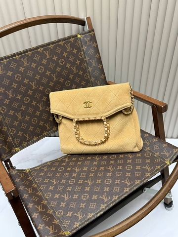 Chanel сумка женские натуральная замша желтые бежевые люкс 468341GY