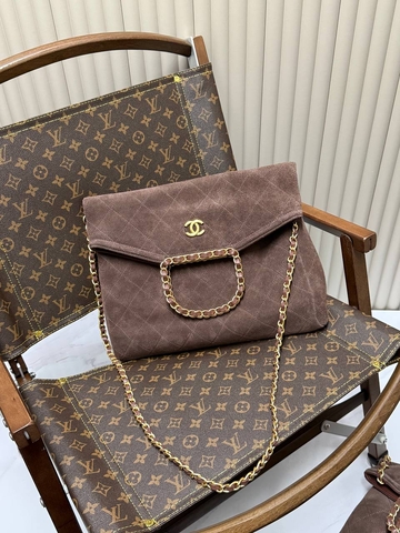 Chanel сумка женские натуральная замша коричневые люкс 566509DO
