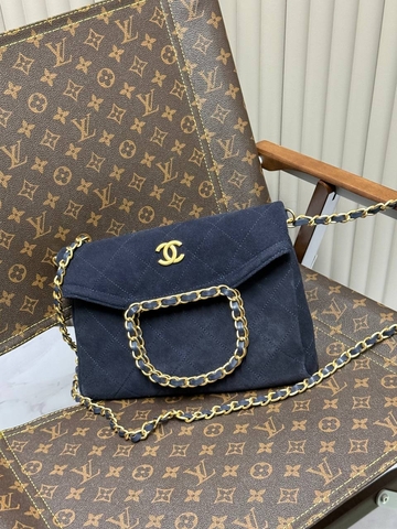Chanel сумка женские натуральная замша синие люкс 695308BB