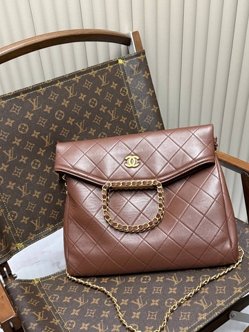 Chanel сумка женские натуральная кожа коричневые люкс 597067DH