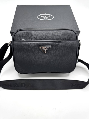 Prada сумка мужские натуральная кожа черные люкс 857369HJ