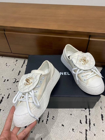 Chanel кеды женские натуральная кожа летние весенние / осенние белые премиум 248394KB