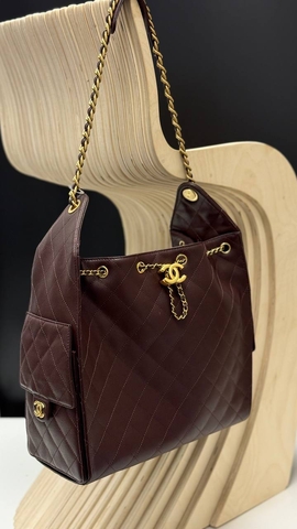 Chanel сумка женские натуральная кожа коричневые премиум 271658BP