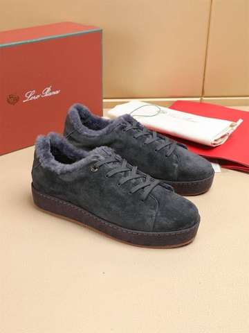 Loro Piana кроссовки мужские натуральная замша зимние серые люкс 804803KH