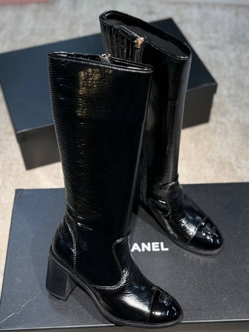 Chanel сапоги женские натуральная кожа весенние / осенние черные премиум 247330ME
