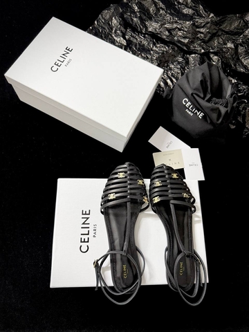 Celine босоножки женские натуральная кожа летние черные премиум 923311GB